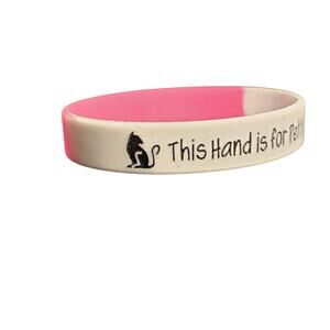 Pink & White" This Hand Is For Petting Cats" Silicone Bracelet Rubber Wristband